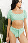 Puff Sleeve Two-Piece Swimsuit with Mid-Rise Bottoms and Waist Tie