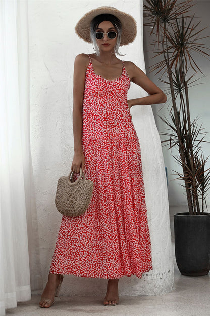 Ditsy Floral Backless Maxi Dress - WESTHUNDRED