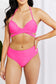 Pink Double Strap Halter Twisted Bikini