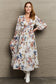 Blooms of Grace: Chiffon Floral Midi Dress with Timeless Elegance
