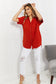Bold and Vibrant Red-Orange Cotton Buttoned Shirt