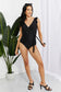 Effortlessly Elegant: Our Black Ruffle Faux Wrap One-Piece Swimsuit