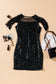 Mesh Panel Tassel Sequins Bodycon Dress - WESTHUNDRED