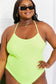 Lemon-Lime Delight: One-Piece Backless Swimsuit