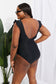 Flirty Backless Ruffle Sleeve One-Piece with Plunging Neckline and Bust Tie