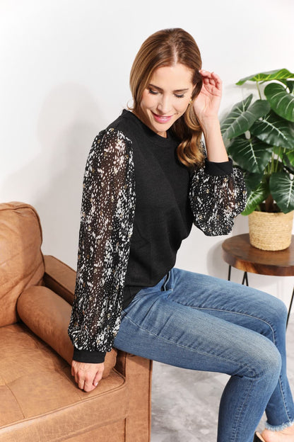 Artful Fusion: Knit Top with Foil-Printed Sleeves