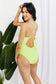 Lemon-Lime Delight: One-Piece Backless Swimsuit