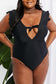 Flirty Backless Ruffle Sleeve One-Piece with Plunging Neckline and Bust Tie