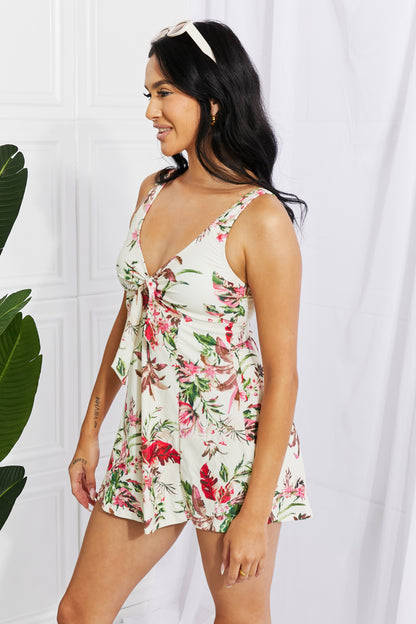 Summer Dreaming: Floral Cream V-Neck Swim Dress