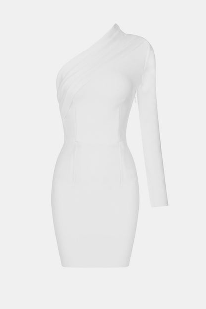 Asymmetrical Neck One-Shoulder Bodycon Dress - WESTHUNDRED