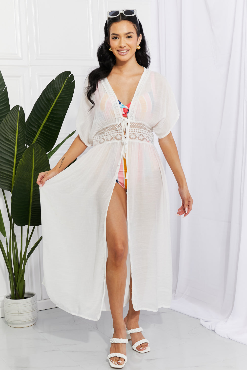 Chic and Breezy: White Tied Maxi Cover-Up