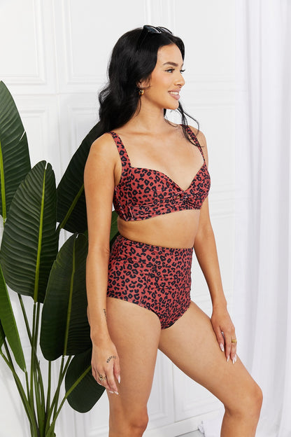 Wild and Chic: Ochre Leopard Twist High-Rise Bikini
