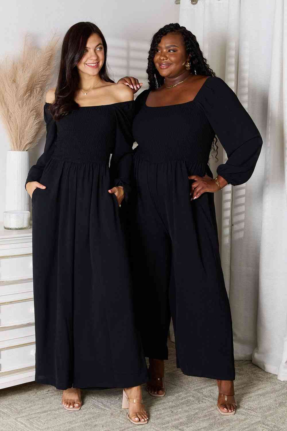 Chic Comfort Square Neck Jumpsuit with Pockets