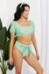 Puff Sleeve Two-Piece Swimsuit with Mid-Rise Bottoms and Waist Tie
