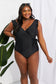 Effortlessly Elegant: Our Black Ruffle Faux Wrap One-Piece Swimsuit
