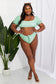 Puff Sleeve Two-Piece Swimsuit with Mid-Rise Bottoms and Waist Tie