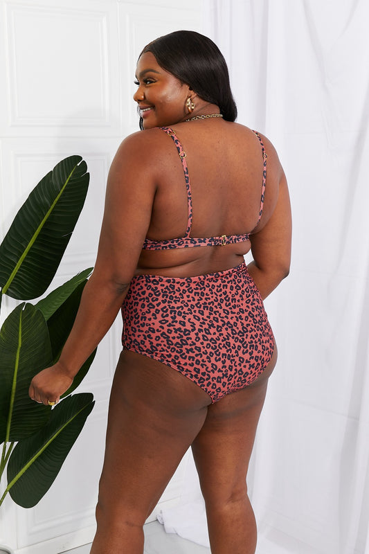Wild and Chic: Ochre Leopard Twist High-Rise Bikini