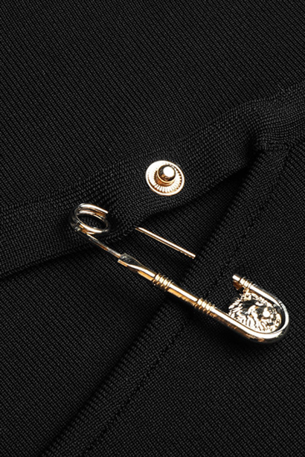 One Sleeve Pin Detail Slit Dress - WESTHUNDRED