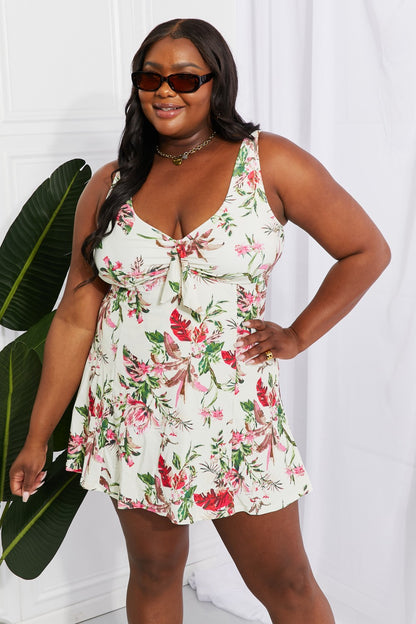 Summer Dreaming: Floral Cream V-Neck Swim Dress