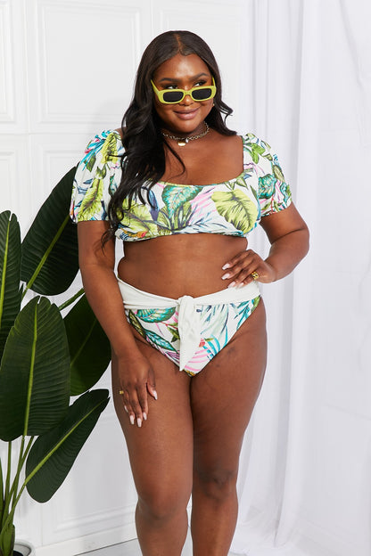 Tropical Puff Sleeve Detailed Bikini