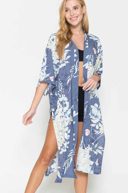 Stylish Botanical Print Split Cover Up