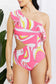 Pink Retro One Shoulder Cutout Ruffle One-Piece Swimsuit