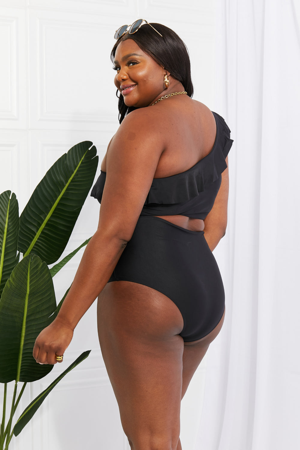 Beach-Ready Chic: Our Black Ruffle One-Shoulder Bikini