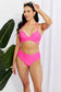 Pink Double Strap Halter Twisted Bikini