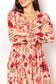 Blossoming Allure: Floral Maxi Dress with Plunging Neckline and Frill Trim