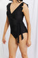 Effortlessly Elegant: Our Black Ruffle Faux Wrap One-Piece Swimsuit