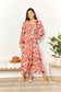 Blossoming Allure: Floral Maxi Dress with Plunging Neckline and Frill Trim