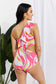 Pink Retro One Shoulder Cutout Ruffle One-Piece Swimsuit