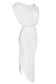Cap-Sleeve V-Back Chain Detail Asymmetrical Dress - WESTHUNDRED