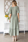 Casual V-neck Pocket Midi Sage Dress